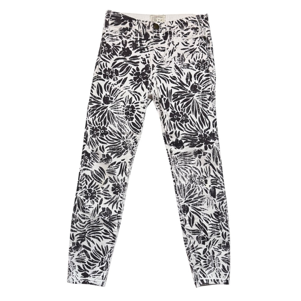 DVF Loves Current/Elliott Women The Classic Skinny Floral Chocolate Pants Sz 28